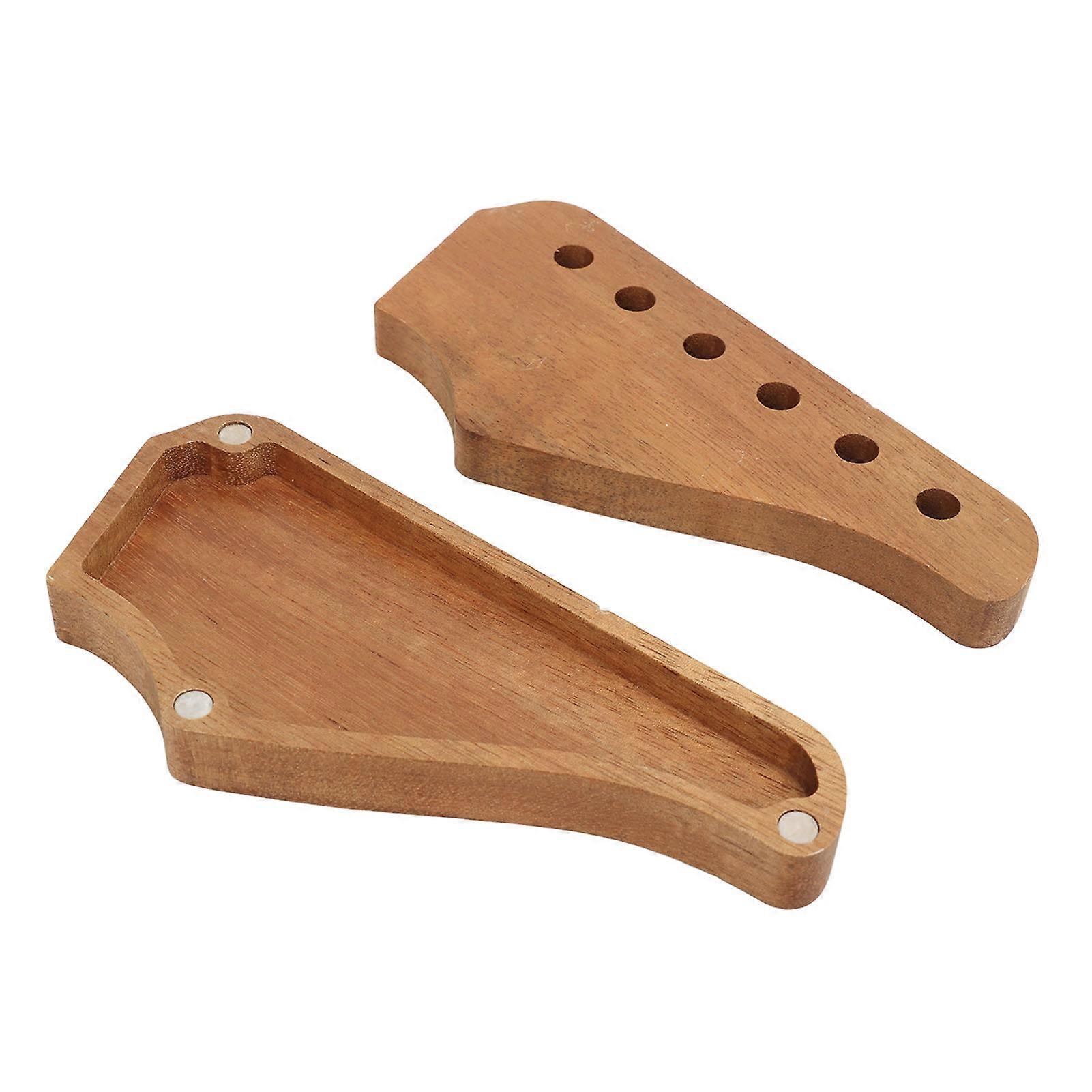 Wood Pick Case Unique Neck Shaped Exquisite Guitar Picks Box For Storage Carrying