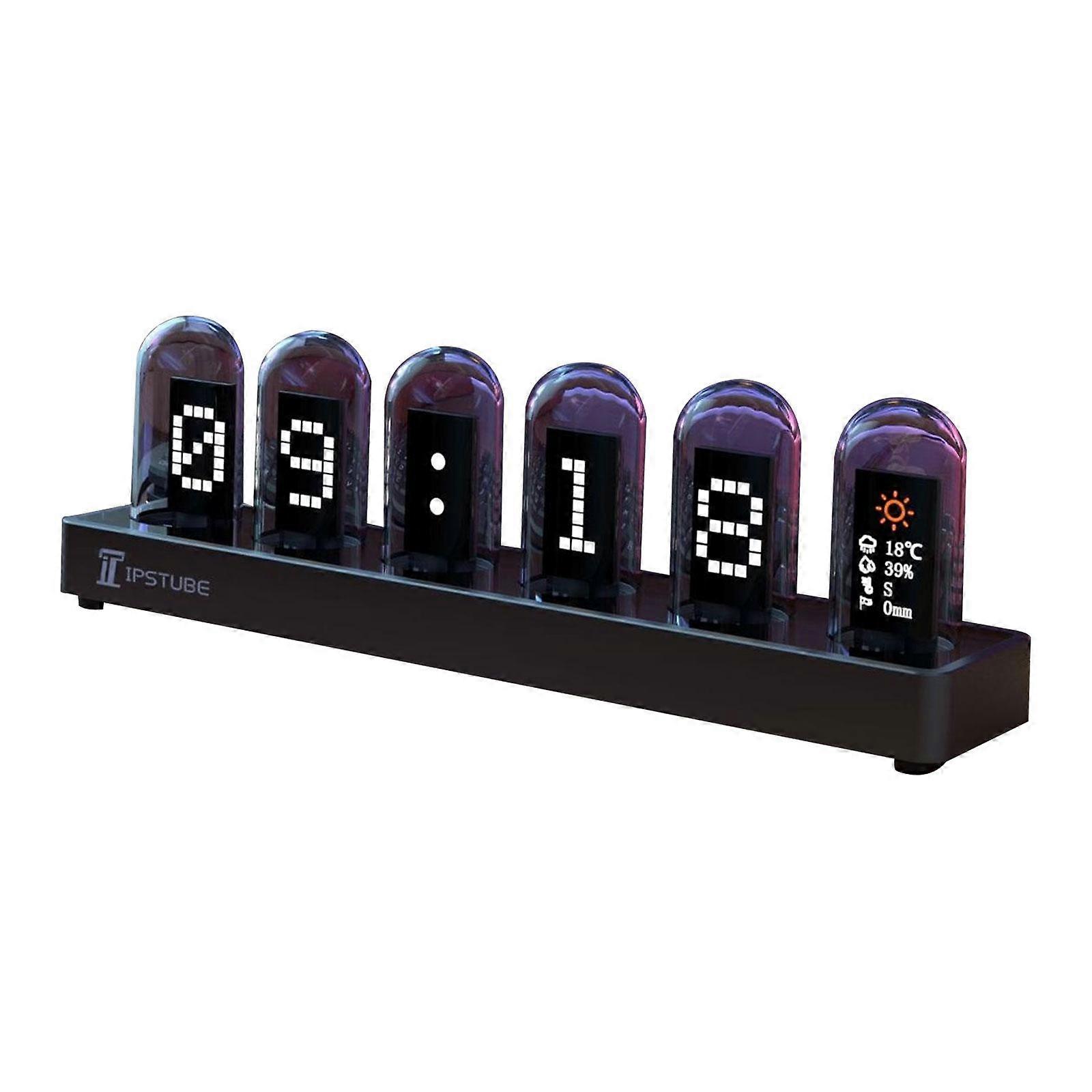 RGB gløderør klokke skrivebord digital klokke gave voksen hjem sovesal nixie rør klokke grå
