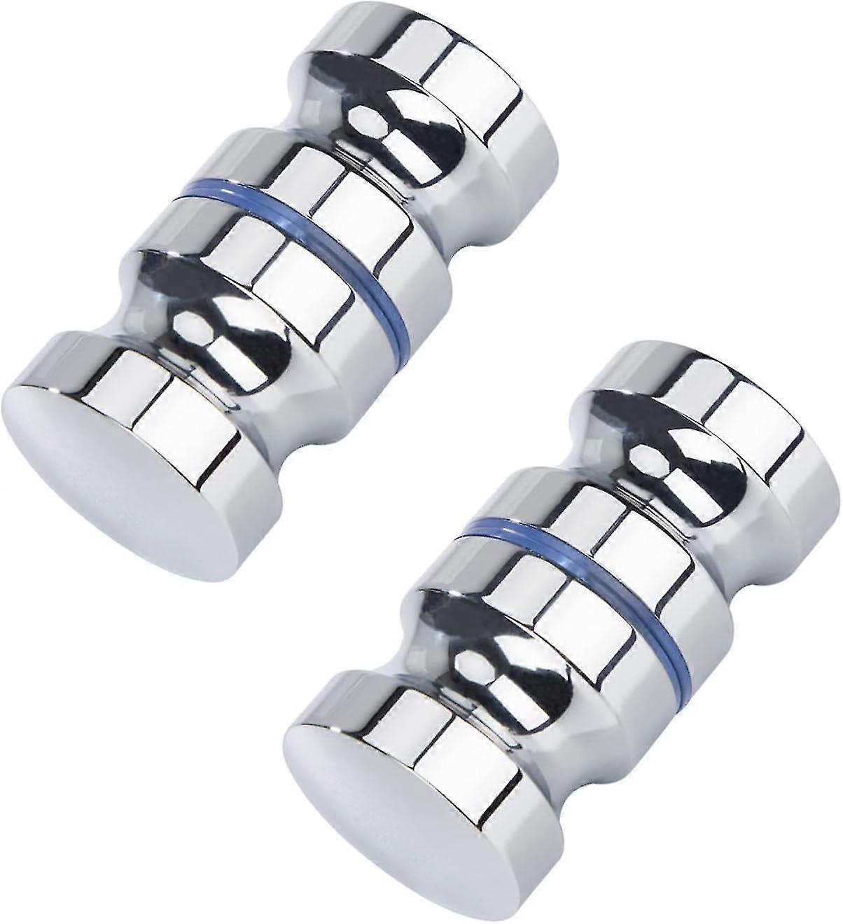 2 delar duschdörrknopp, kromad duschdörrknopp, dörrknopp med skruv, högblank, passar för duschdörrglasdörrar (silver)