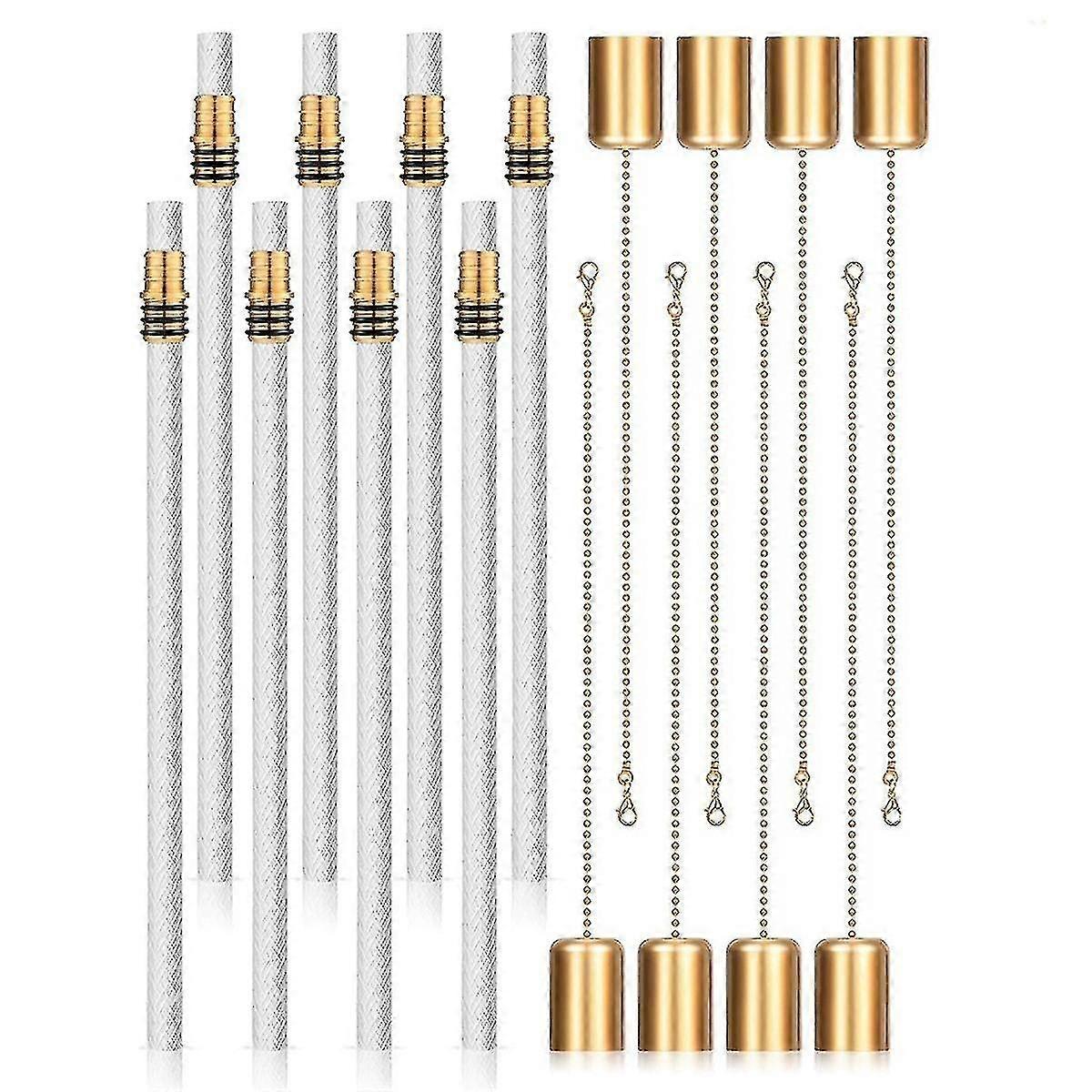 16pcs Wine Bottle Torch Kit Diy Homemade Torch, Include Brass Torch Wick Holder With Washer, Torch Wicks And Lamp Cover
