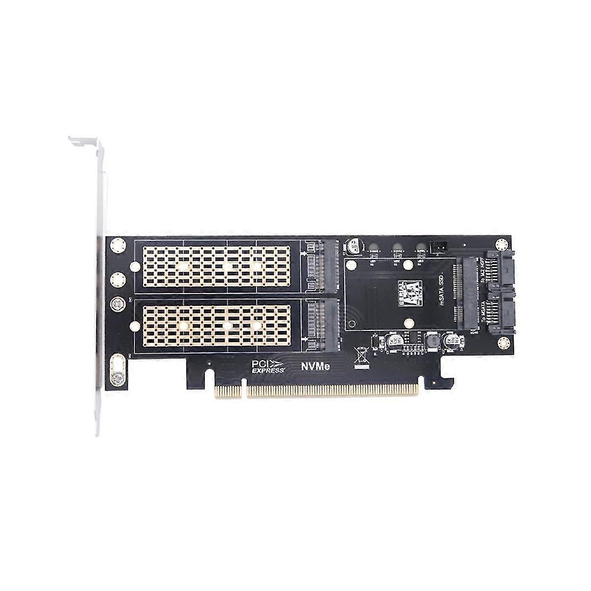 Pcie X16 To M.2 M Key Nvme Ssd+m.2 B Key Sata Ssd+msata Ssd Adapter Card 3 In 1 Desktop Computer Ri