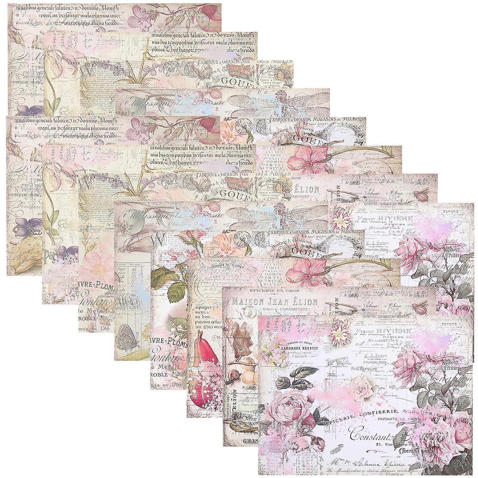 16pcs Scrapbooking Decorative Background Papers Vintage English DIY Papers