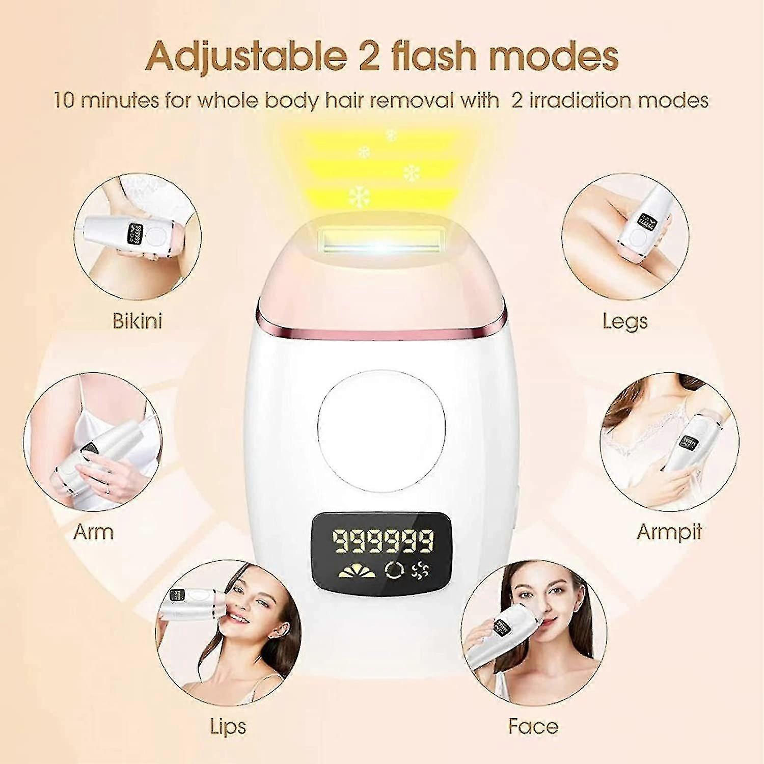 المهنية IPL ضوء نبضي epilator، ومضات 990،000، وسائط 2، 5 مستويات الطاقة (أبيض)