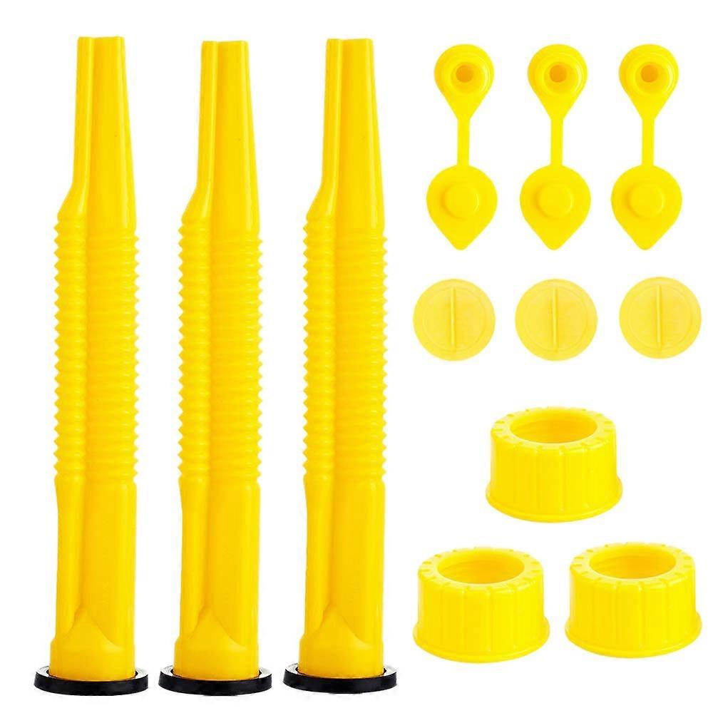 Universal Gas Can Spout Replacement, 3 Pack Flexible Pour Nozzles Gasket Kit with Collar Caps and S