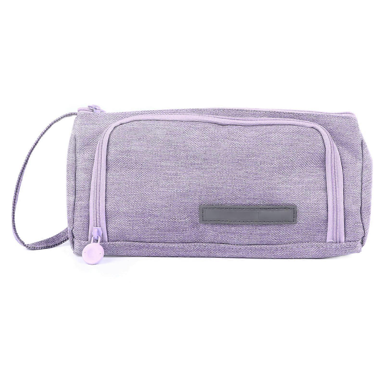 Canvas Pencil Case Large Capacity Multi Functional Waterproof Cute Pencil Pouch Box Purple