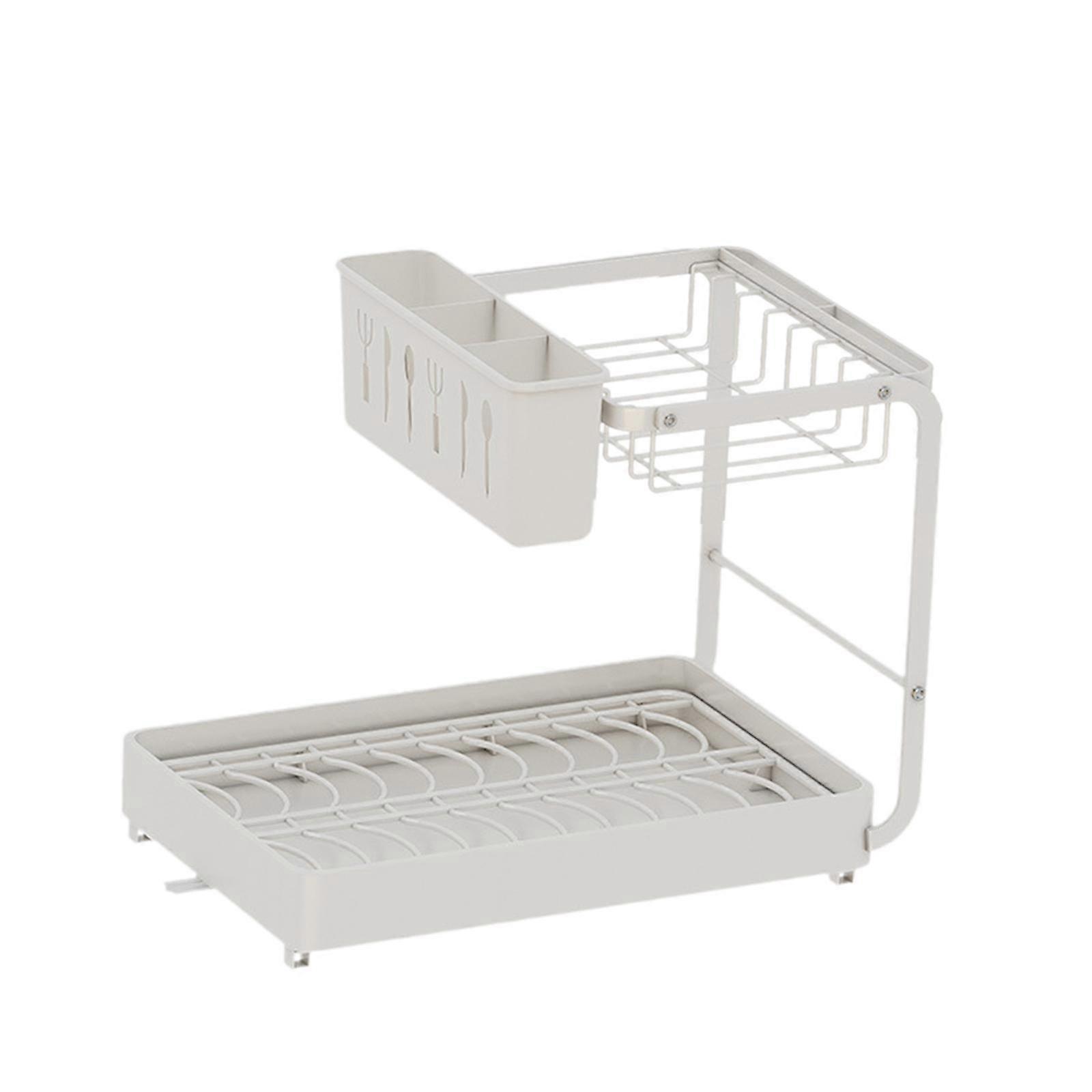 Dish Drying Rack for Kitchen Counter Kitchen Gadgets over The Sink Dish Rack White