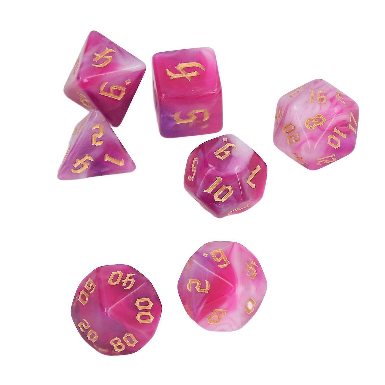 7pcs Polyhedral Dice Set Acrylic Portable Funny Dice Table Game Props for Holiday Party Type 1