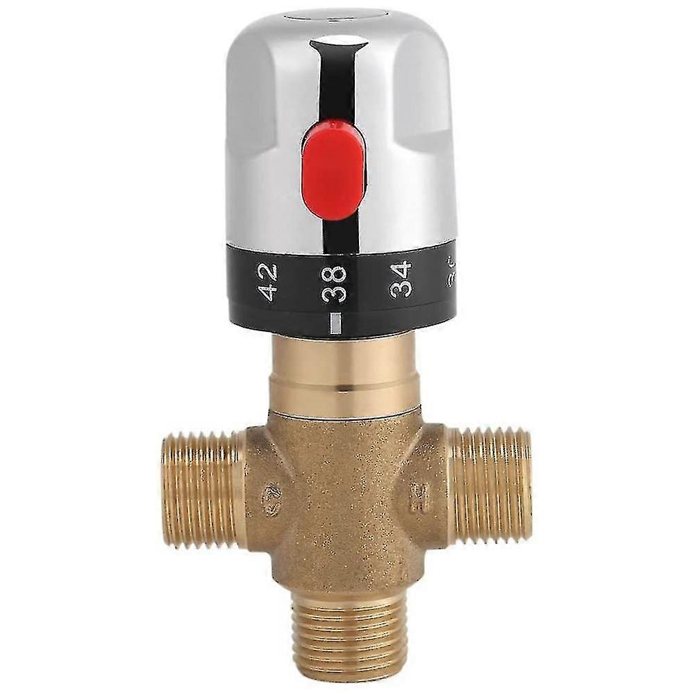 Thermostatic Mixing Valve Solid Brass G1/2 For Shower System Water Temperature Control Pipe Basin T