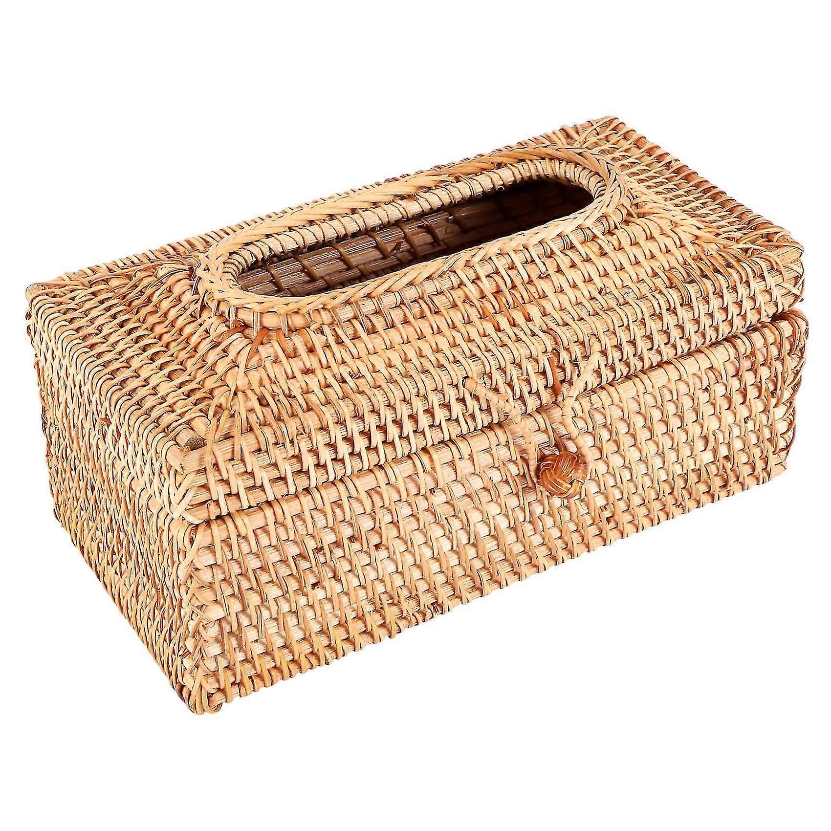 Paper Rack Rattan Tissue Box Elegant Home Decoration Handmade Desktop Tissue Container Napkin Stora