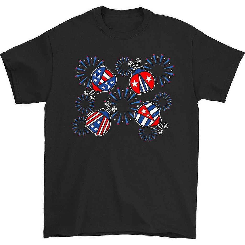 Us Flag Design In Lady Bug T-shirt