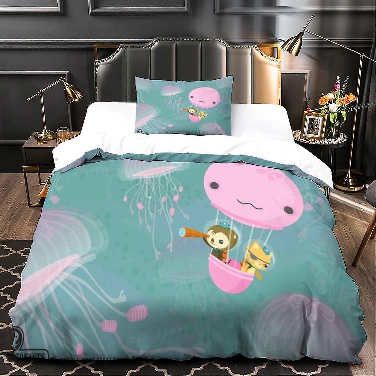 2 stk The Octonauts Bedding Set Gutter og jenter Quilt dynetrekk sett 3D tegneserie dynetrekk sett for soverommet innredning