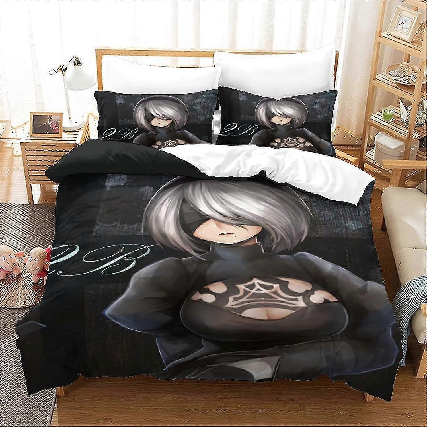 D for Boys Girls with Nier Automata Duvet Cover, Yorha No Type B, Game, Pieces, Double 135*200 CM