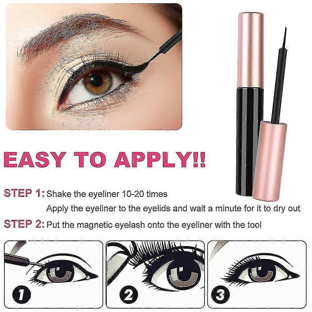 Magnetic Lashes With Eyeliner, 5 Pairs Long Artificial False Eyelashes