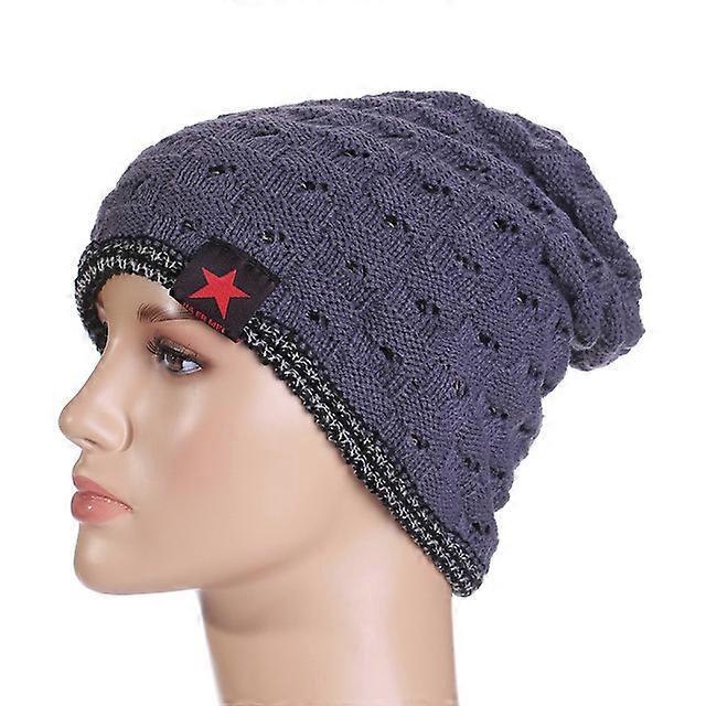 Warm winter hat for man shaped star-grey