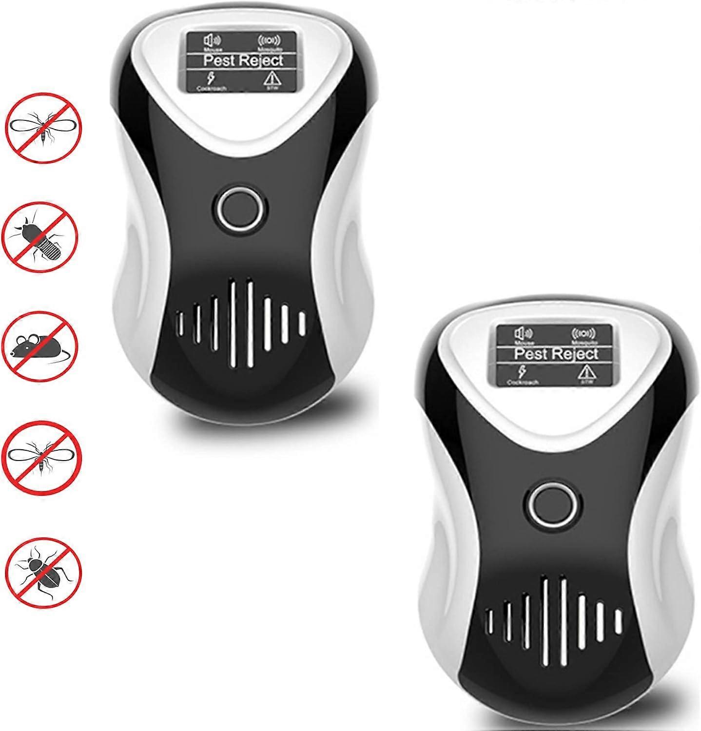 Ultrasonic Pest Repeller 2 Pack, 4 Working Modes, Anti Pest Ultrasonic, Wide Frequency Range Pest Control Device for Drive Away Insect Mice Mouse Bugs