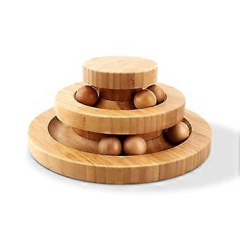 Pet Interactive Fun Roller Exerciser 2 Level Tower Of Tracks Cat Teaser Ball Toytwo-ply Draaibare Smart Track Ball Rocking Roll Geschenken (bamboe)