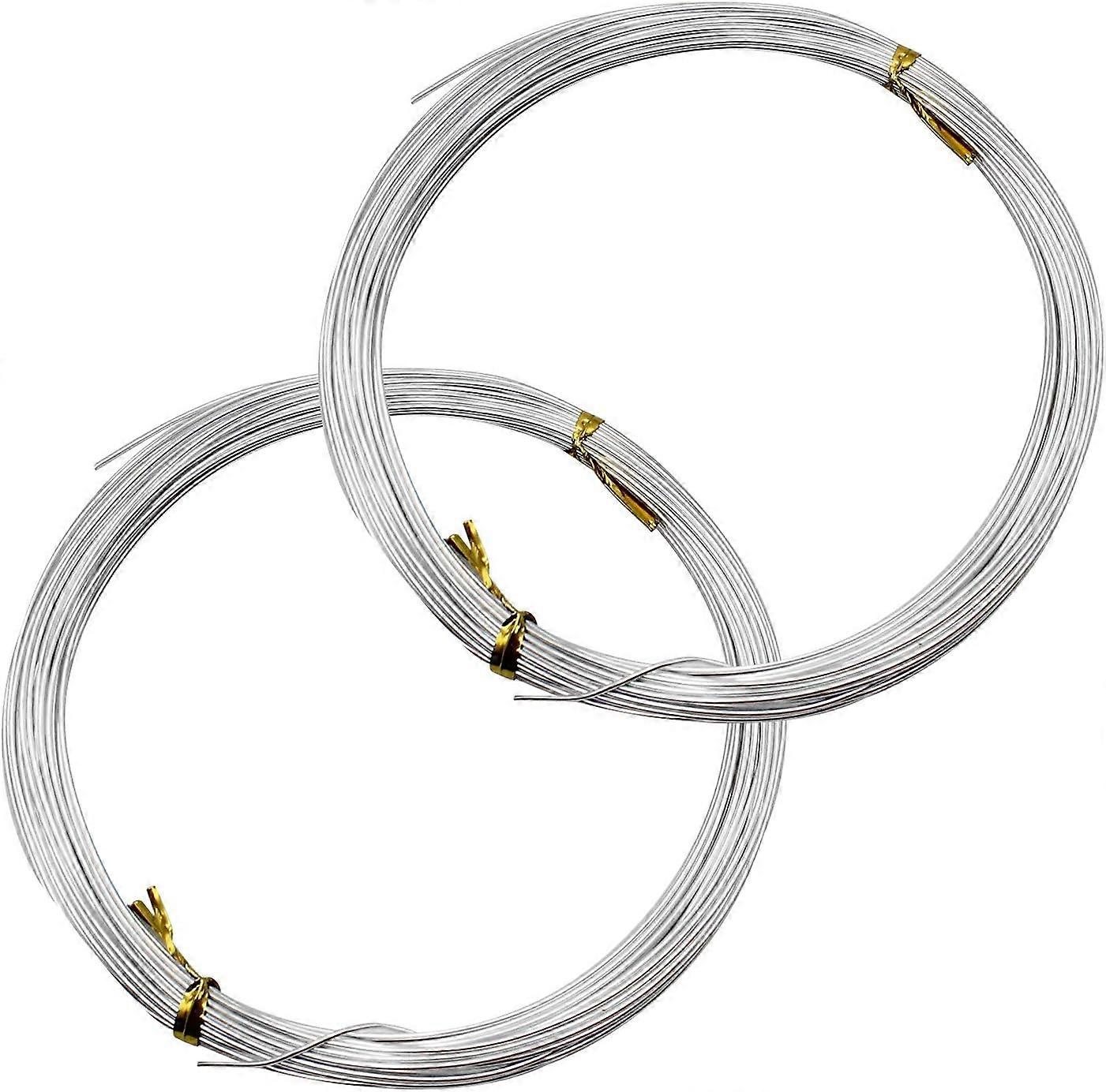 2 لفات 1 مم أسلاك الألومنيوم الأسلاك المعدنية الناعمة الأسلاك الحديدية مناسبة للإنتاج الحرفي للأساور والقلائد والخرز وما إلى ذلك (أبيض فضي)