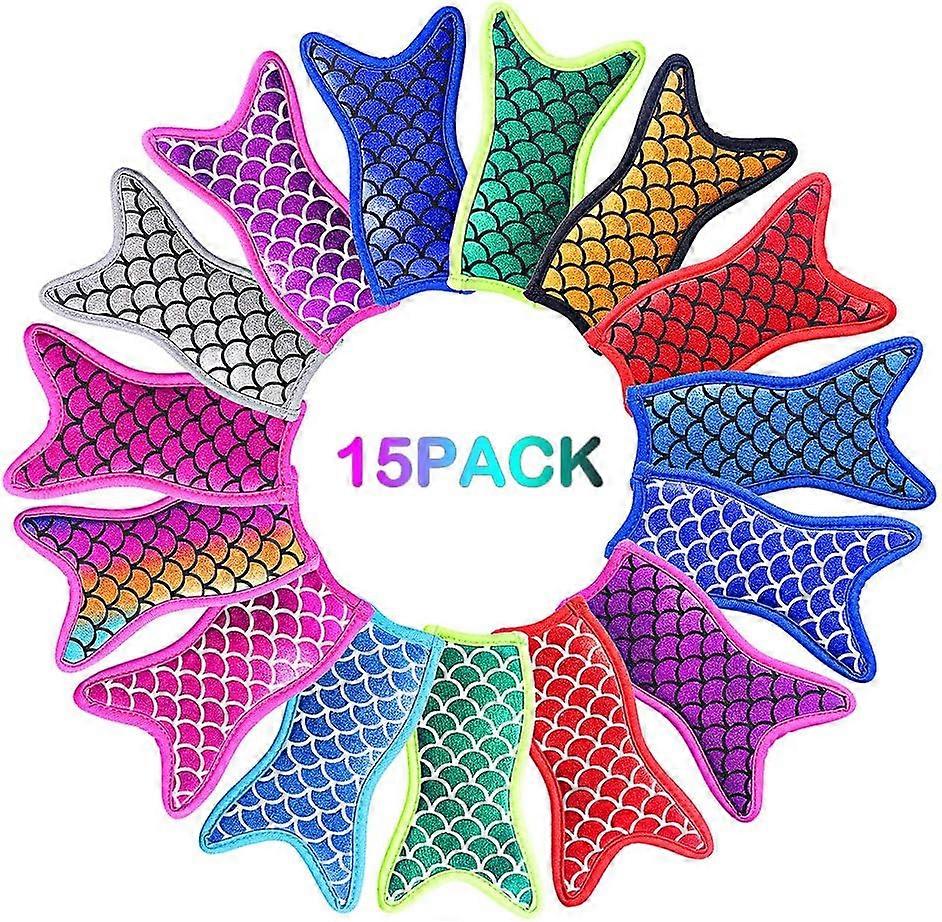 15 Pieces Reusable Mermaid Popsicle Holders Popsicle Bags Freezer Ice Pop Sleeves Antifreezing Ice Pop Holders, Random Color
