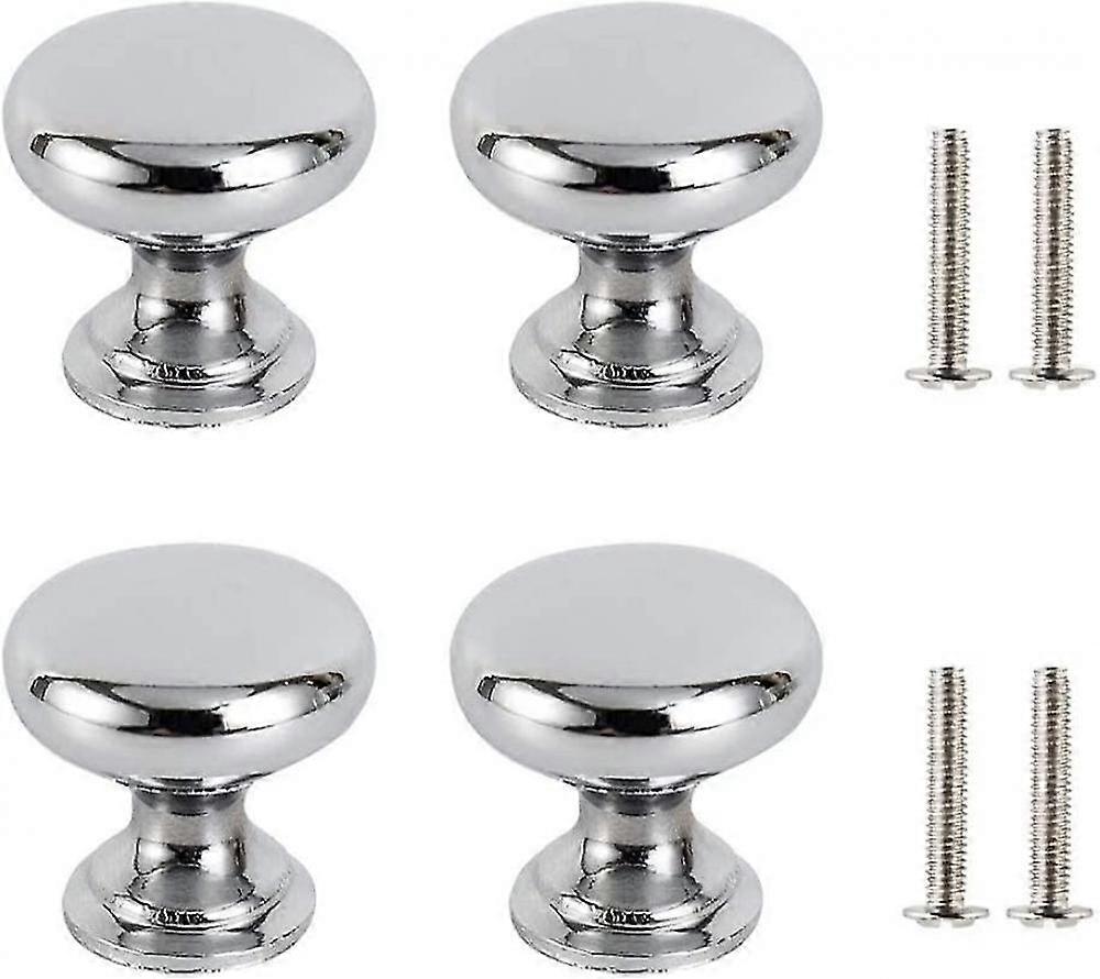 4pcs Drawer Door Handle Silver,30mm,round,with 4 Screws