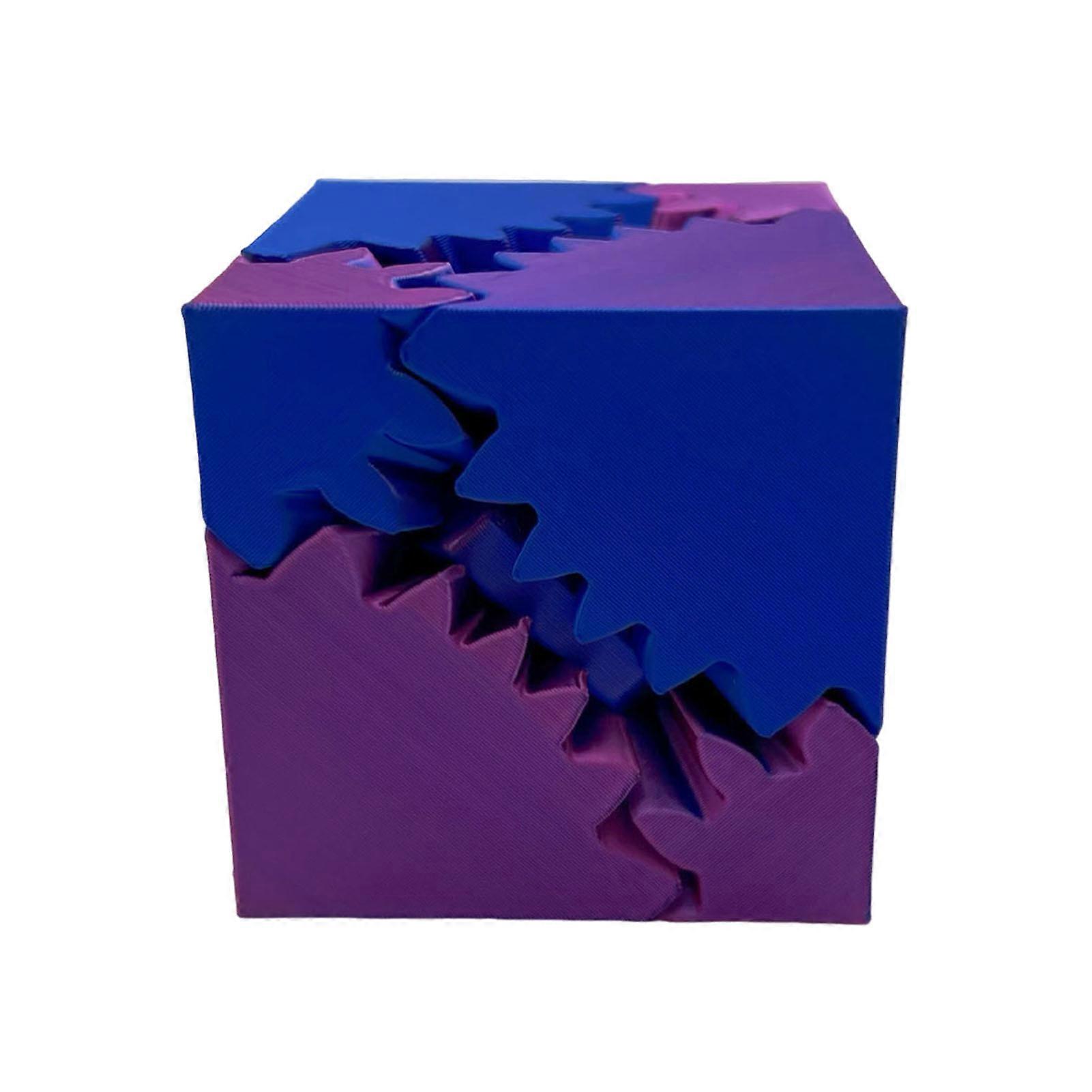 3D Printed Gear Cube Toy Stress Anxiety Relief Spin Cube Travel Portable Gear Square Block Sensory Fidget Toy Kids Teens Adults Gift