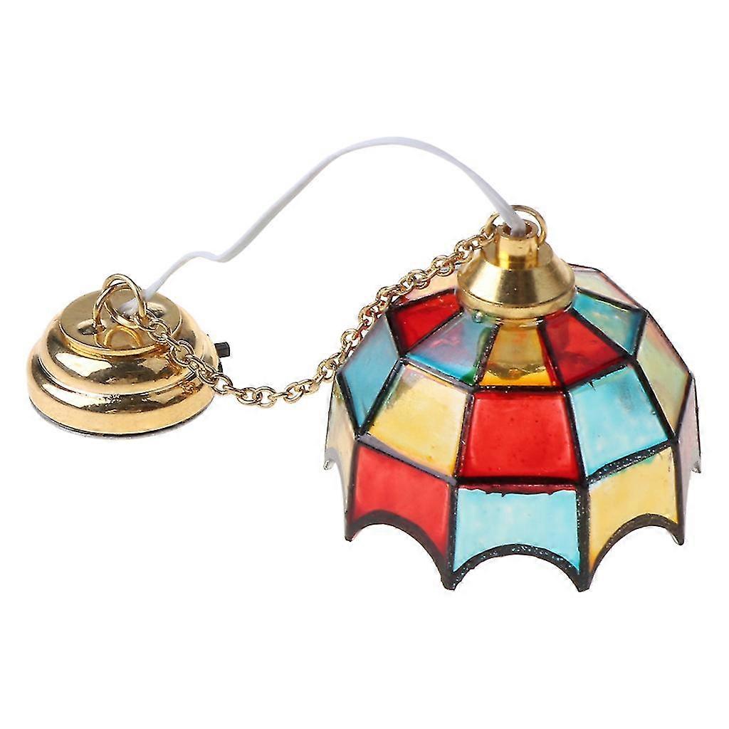 1:12 Scale Mini Led Chandelier Ceiling Lamp Model Dollhouse Miniature Accessories Living Room Bedroom Toy