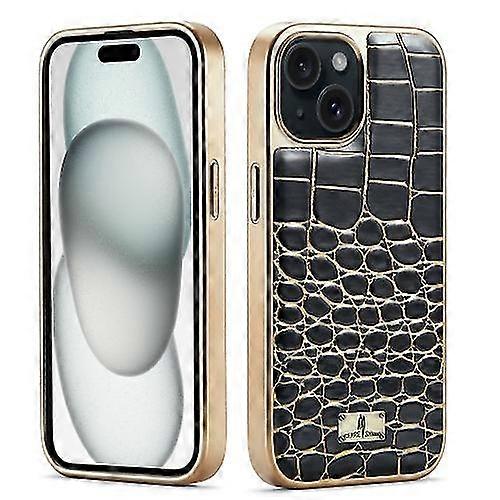 Compatible with Iphone 15 Fierre Shann Crocodile Texture Electroplating Pu Mobile Phone Case
