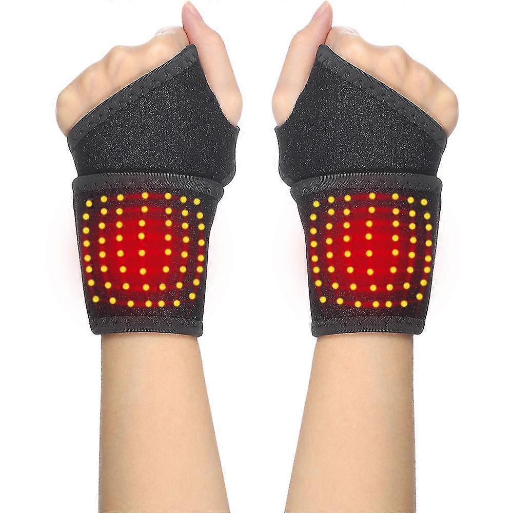Self-heating Wrist Support Brace Wrap Heated Hand Warmer Compression 2pcs