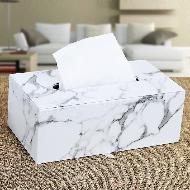 Rectangular Leather Tissue Box (Marble)