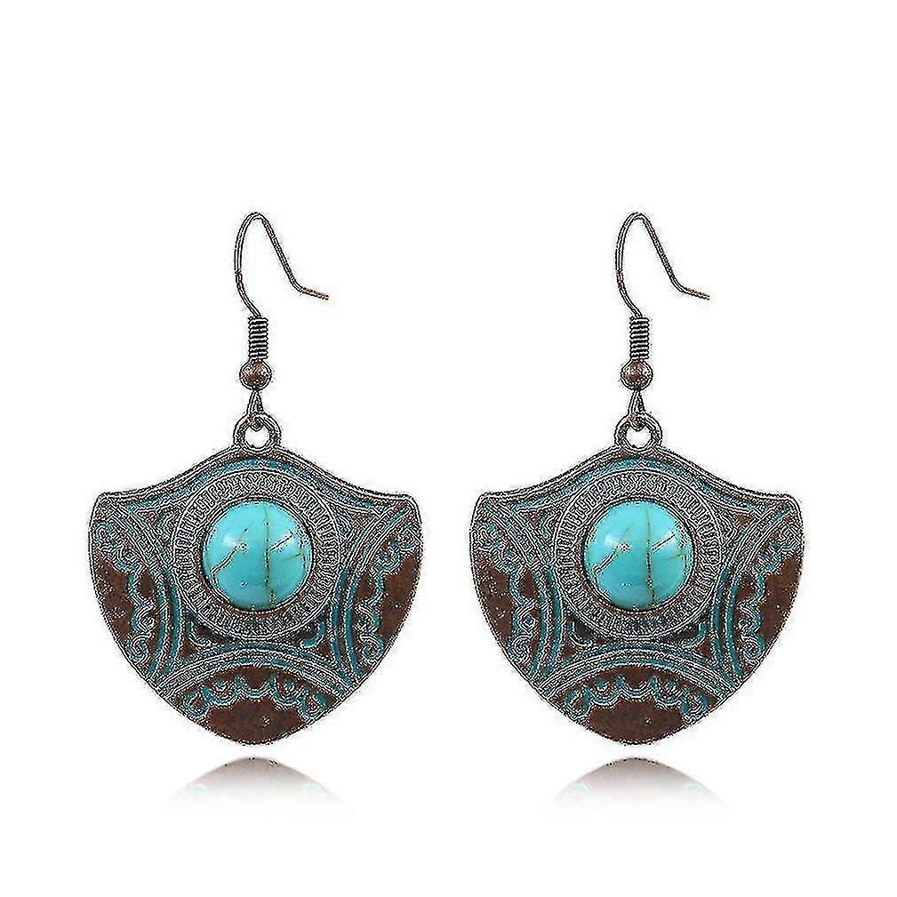 Earrings Geometric Gem Pine Stone Carving Ear Hooks Eardrops For Ceremony