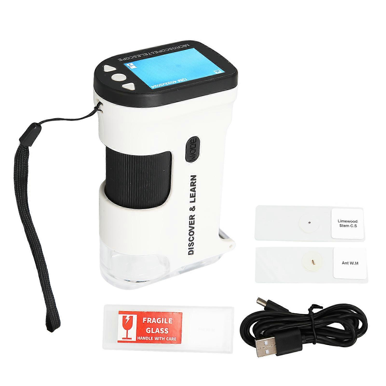 Pocket Microscope 800X 2in LCD Color Screen 2000mAh Battery Multifunction Portable Microscope for Plant Stone Coin