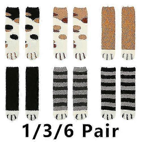 Kocie pazury Damskie zimowe ciepłe miękkie puszyste skarpety do łóżka Casual Kapcie Skarpety podłogowe cy