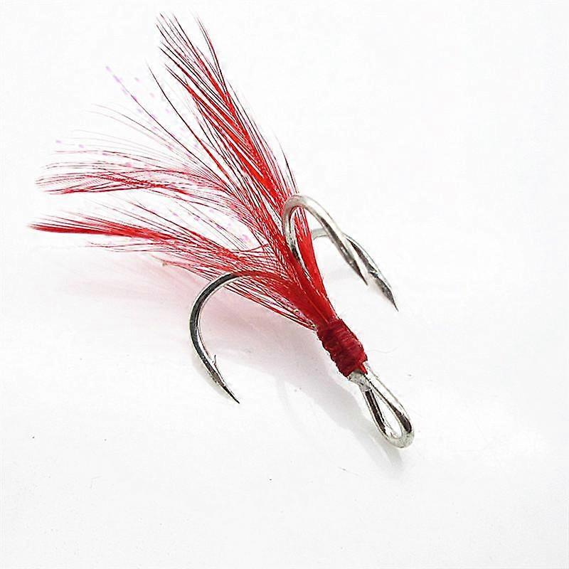 4x 10pcs Durable Stainless Steel Dressed Treble Hooks with Artificial Feather