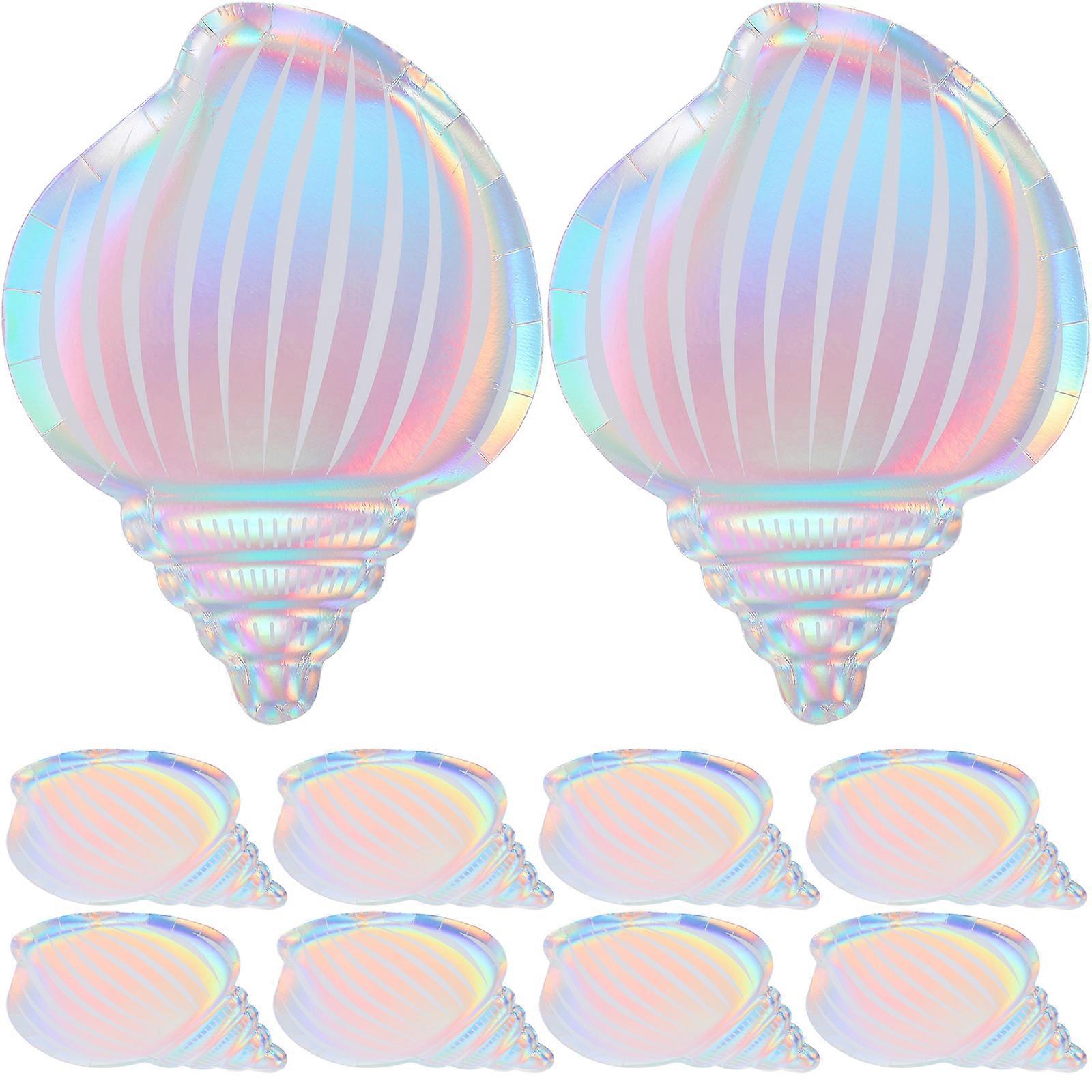 24pcs Conch Shell Paper Plates Disposable Dinner Plate Tableware for Beach Pool BBQ Picnic Party Supplies