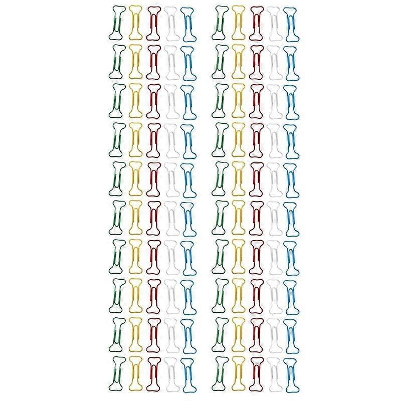 100Pcs Bone Shape Multicolor Metal Paper Clips