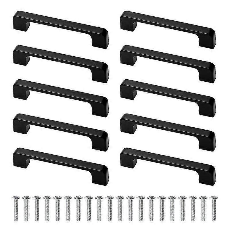10 Pieces Cabinet Handles Black With Screw For Kitchen Cupboard Wardrobe , Hole Centre 96mm