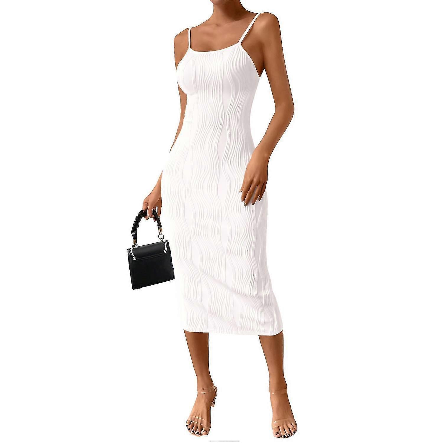 Womens 2024 Summer Spaghetti Strap Sleeveless Knit Tight Fitted Dresses -GSL5.28