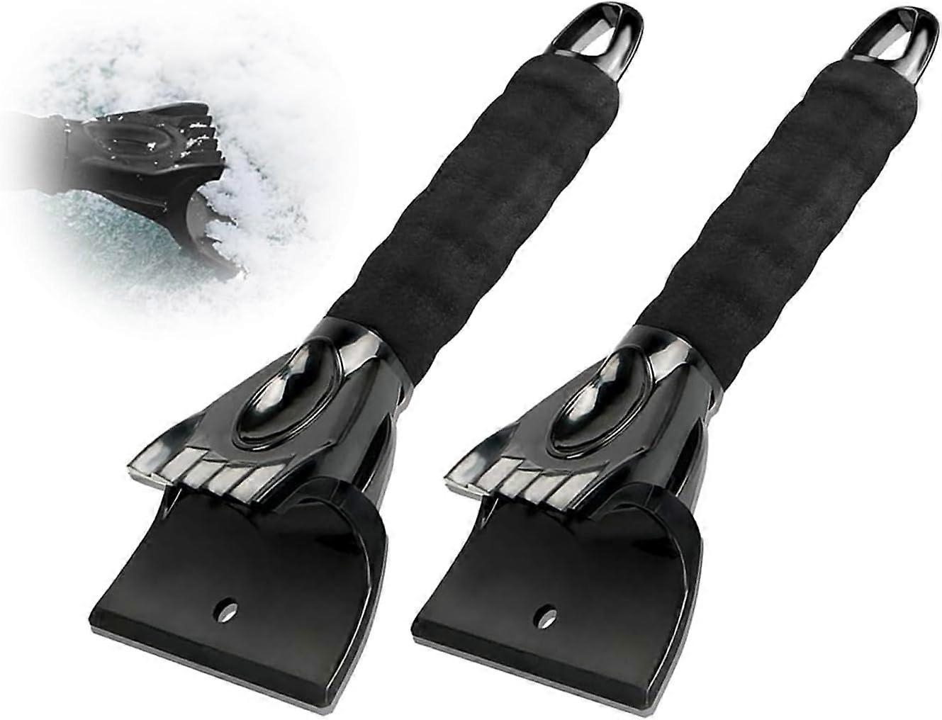 Car Ice Scraper, 2Pcs Car Snow Scrapers Plastic Ice Scraper with Anti-Slip Handle Squeegee for Window, Glass, Shower Door, Car Windshield, Black