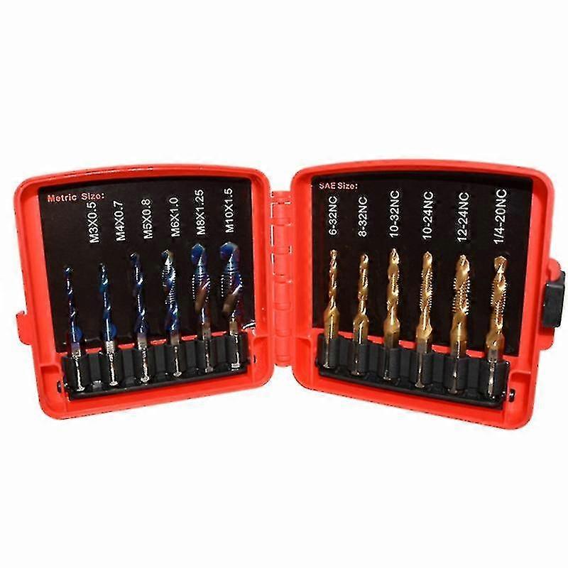 13 Pieces Drill Tap Bits Set High-speed Steel Combination Drill Tap Bit Set