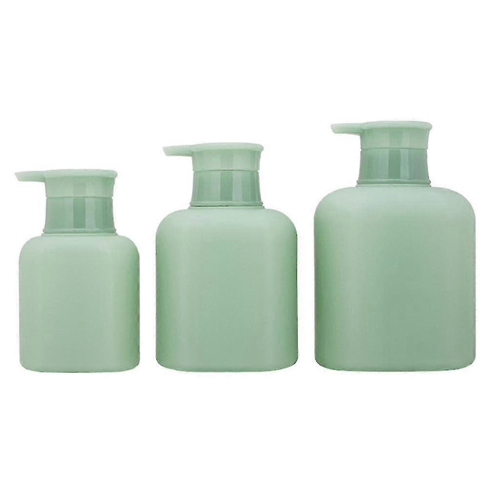 3pcs/set 300ml500ml750ml Square green PET Plastic Press Empty Pump Bottles Press Emulsion Dispensing Bottle For Storing Shampoo