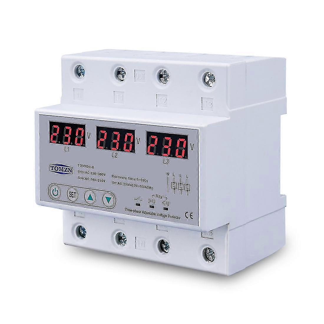Three Phase Adjustable Over And Under Voltage Protector Automatic Recovery Protective Device Reset