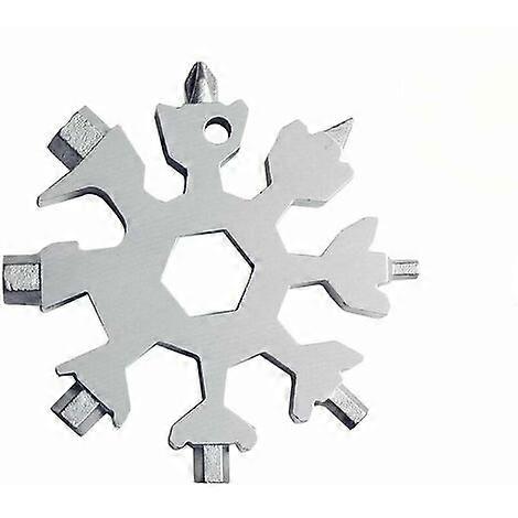 Silver Snowflake Key Tool,Multifunctional portable 18 in 1 mini universal wrench