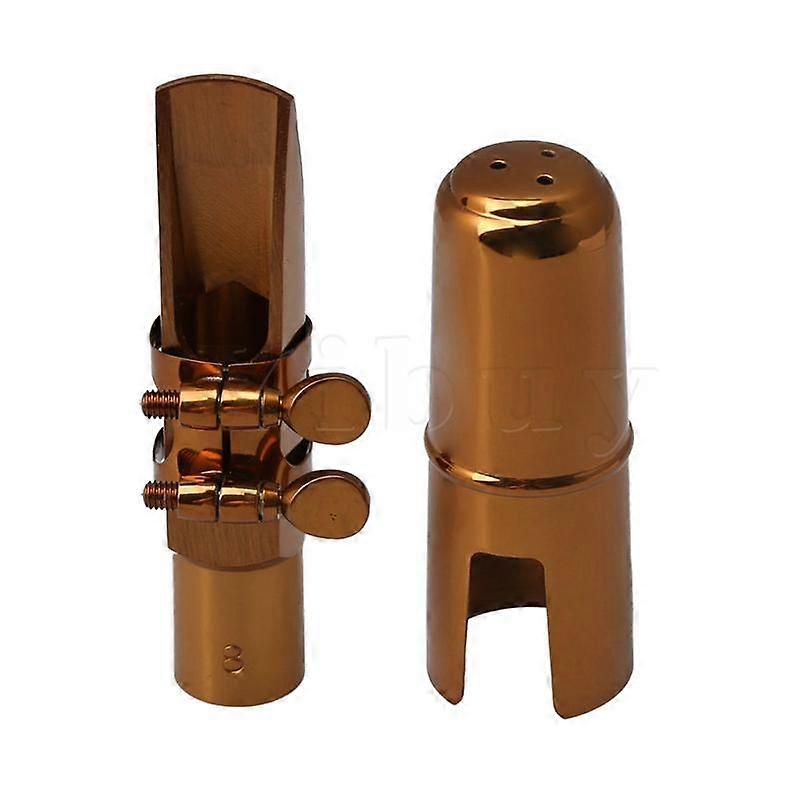 Yibuy Jazz Rose Gold Silver Falling Tune B E Flat Baritone Tenor Alto Soprano Saxophone Sax Mouthpiece Ligature Cap 5 6 7 8 9#
