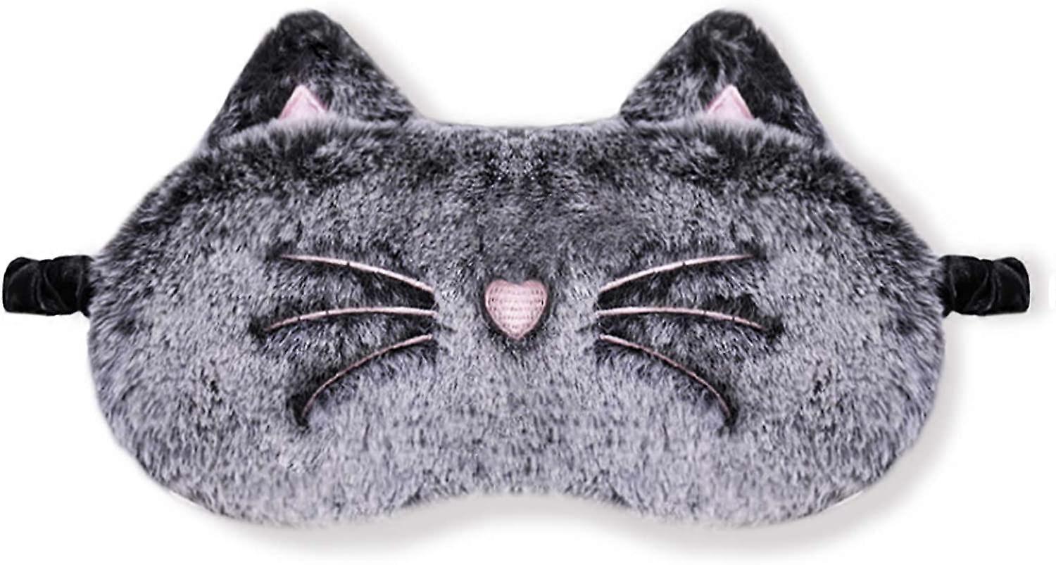 Dww-Animaux Masque de Sommeil Femme Enfant Fille Peluche Soie 3D Moelleux Masque de Nuit Occultant Mignon Masque pour Les Yeux pour Dormir Voyage Sies
