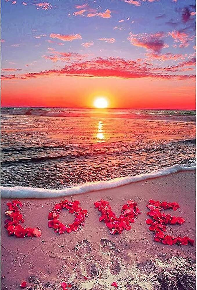 DWW-30 x 40 cm, Sunrise by the Sea Diamond Painting Diamond Embroidery Painting5D Canvas Painting for Children and Adults, Rhinestone Puzzle Set, Draw