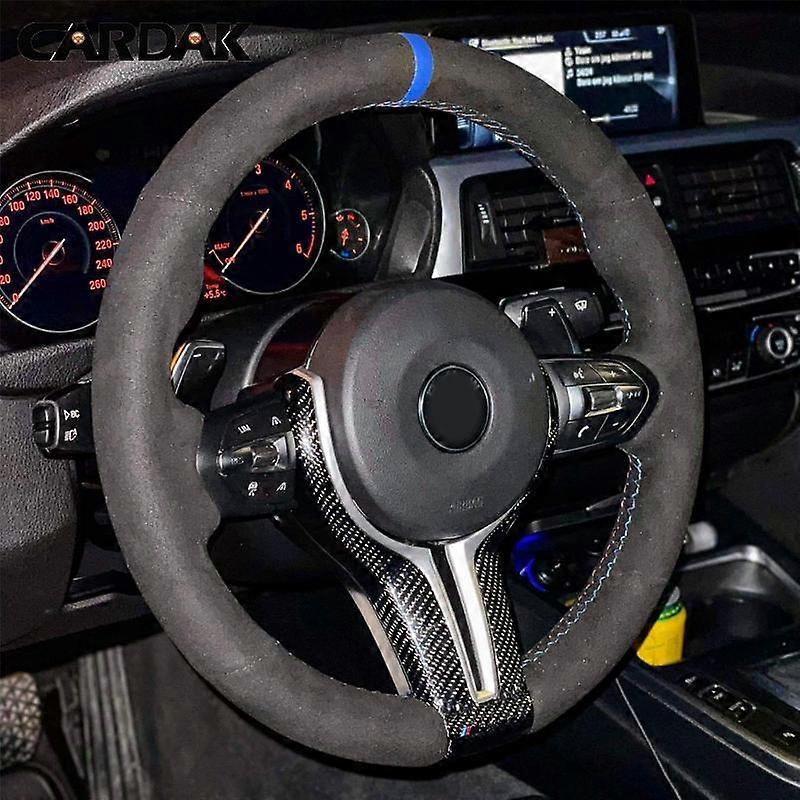 Black Suede Leather Car Steering Wheel Cover For BMW F87 M2 F80 M3 F82 M4 M5 F12 F13 M6 F85 X5 M F86 F33 X6 M F30 M Sport