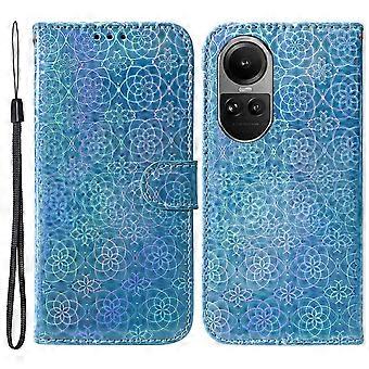 For Oppo Reno10 5g (global) Dazzling Flower Pattern Leather Phone Case Flip Wallet Stand Cover Banmo