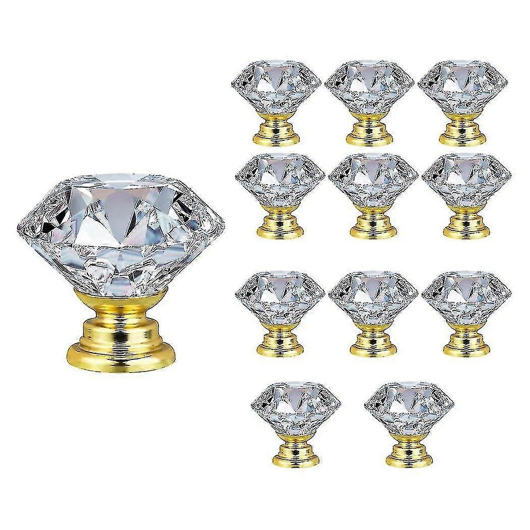 12 Pcs 30mm Crystal Clear Glass Dresser Knobs Diamond Drawer Knobs Pulls Handles Kitchen Cabinet Kn