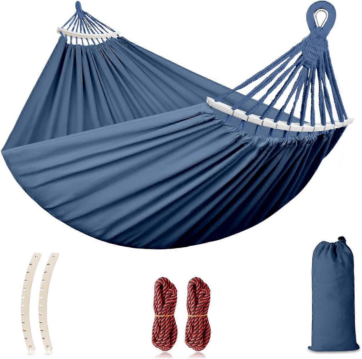 Camping Portable Hammocks,Durable Canvas Fabric, Two Anti Roll Balance Beam and Metal Knot Tree Straps