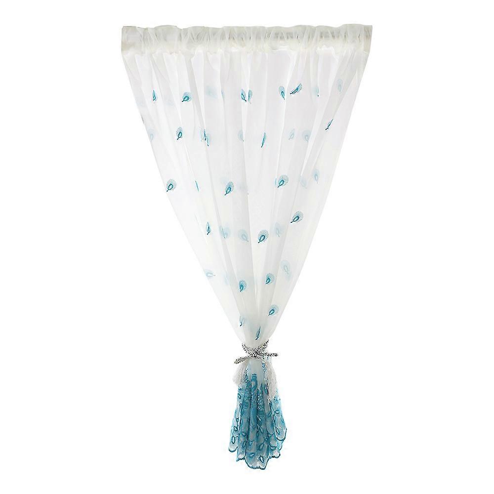 blå blendingsgardiner Blader Rene gardin Vindu Voile Drape Valance 1 Panel Stoff