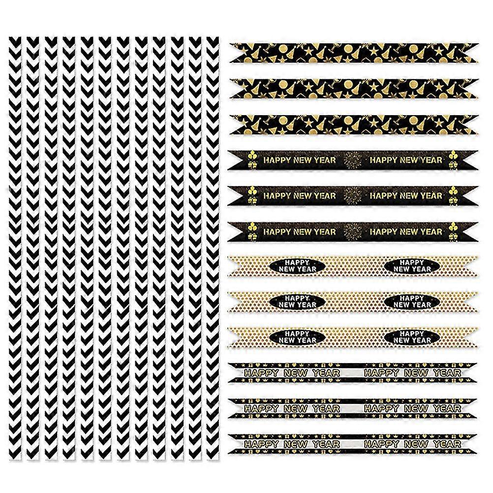 1 σετ Ευτυχισμένο το Νέο Έτος Θεματικό Άχυρο Decal Νέο Έτος Θεματικά Άχυρο Διακοσμητικά Αυτοκόλλητα